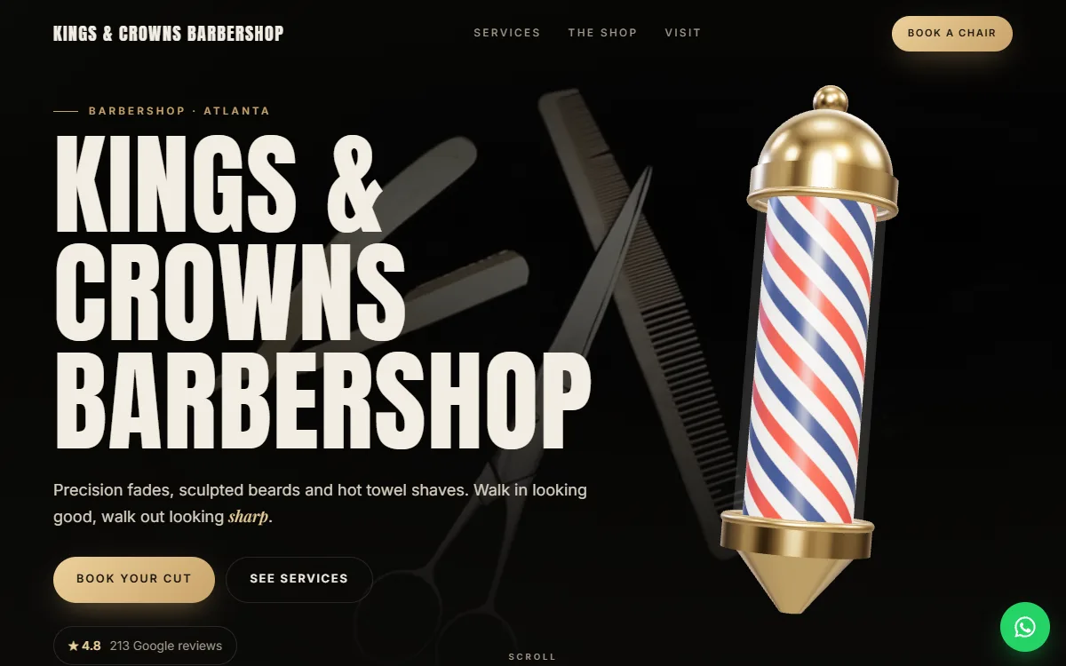 Barbershops website design by Zetra