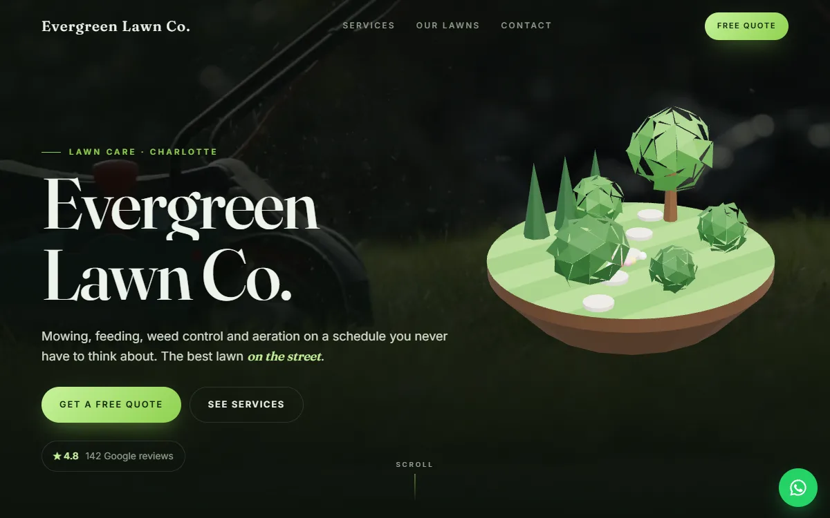Lawn Care website design by Zetra