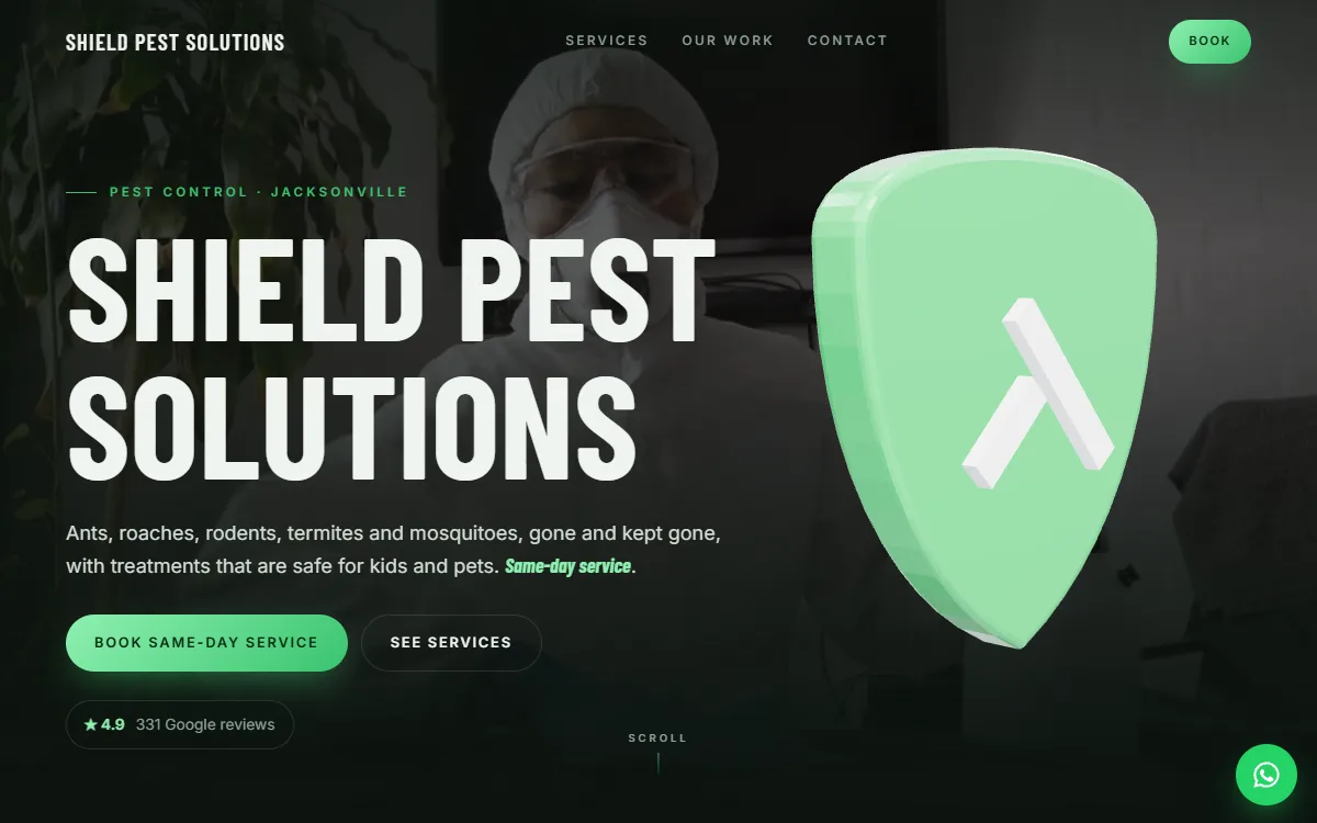Pest Control website design by Zetra