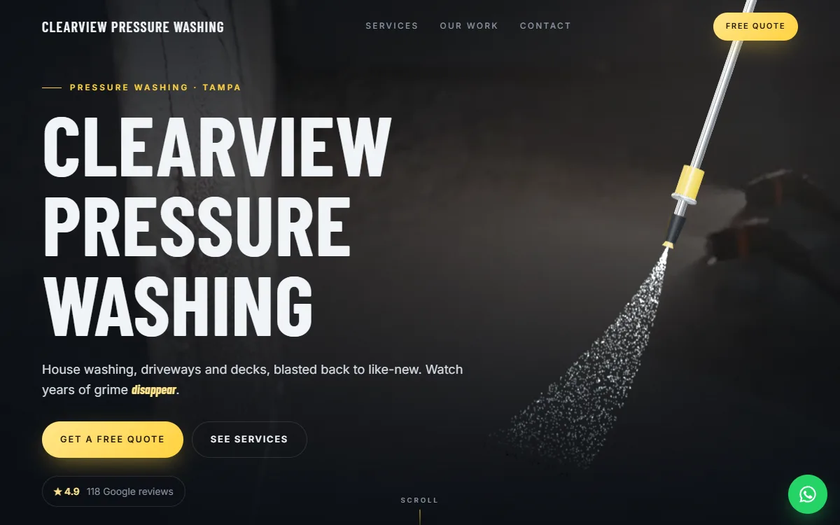 Pressure Washing website design by Zetra
