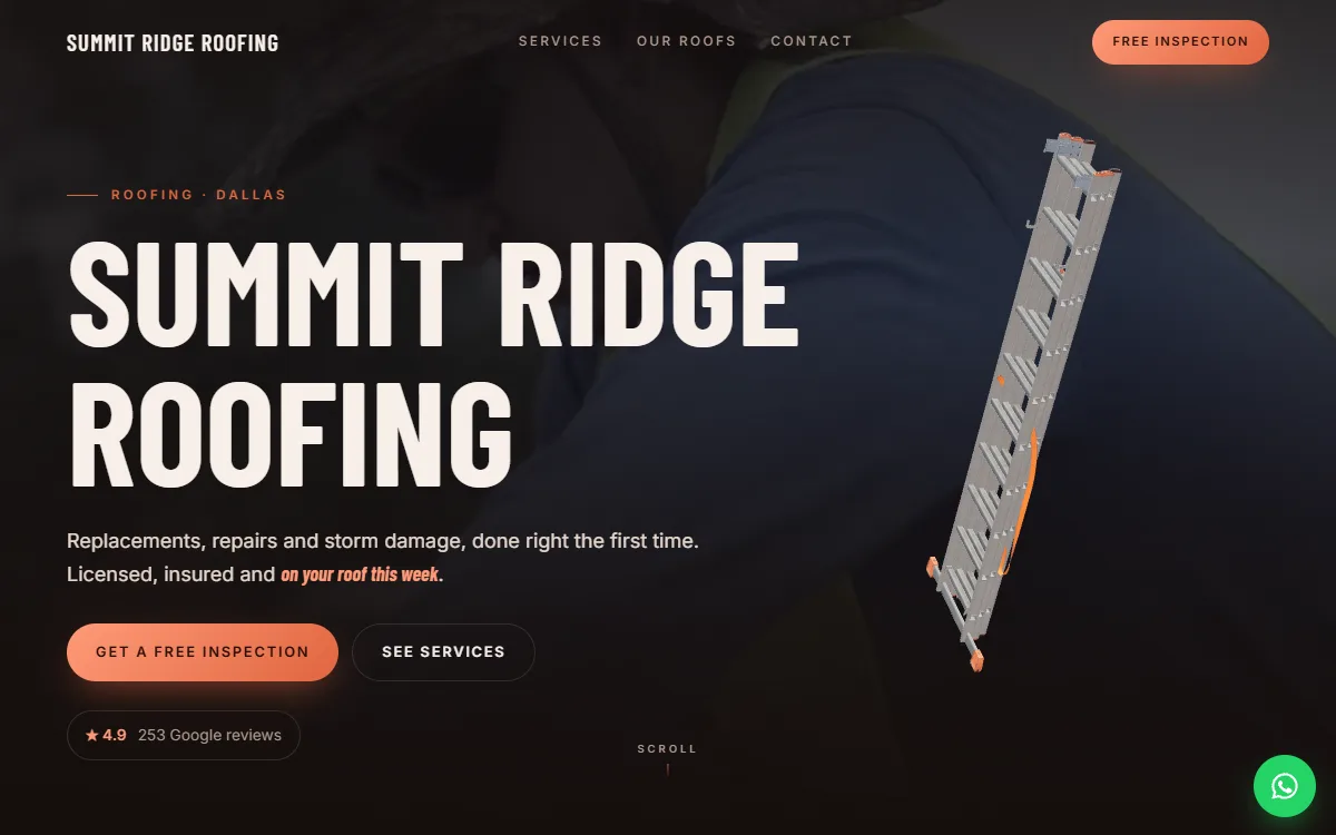 Roofing website design by Zetra