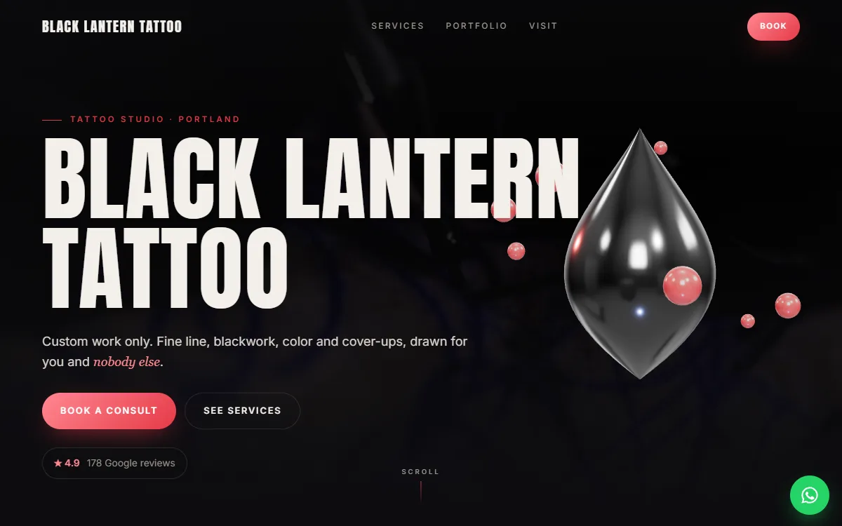 Tattoo Studio website design by Zetra