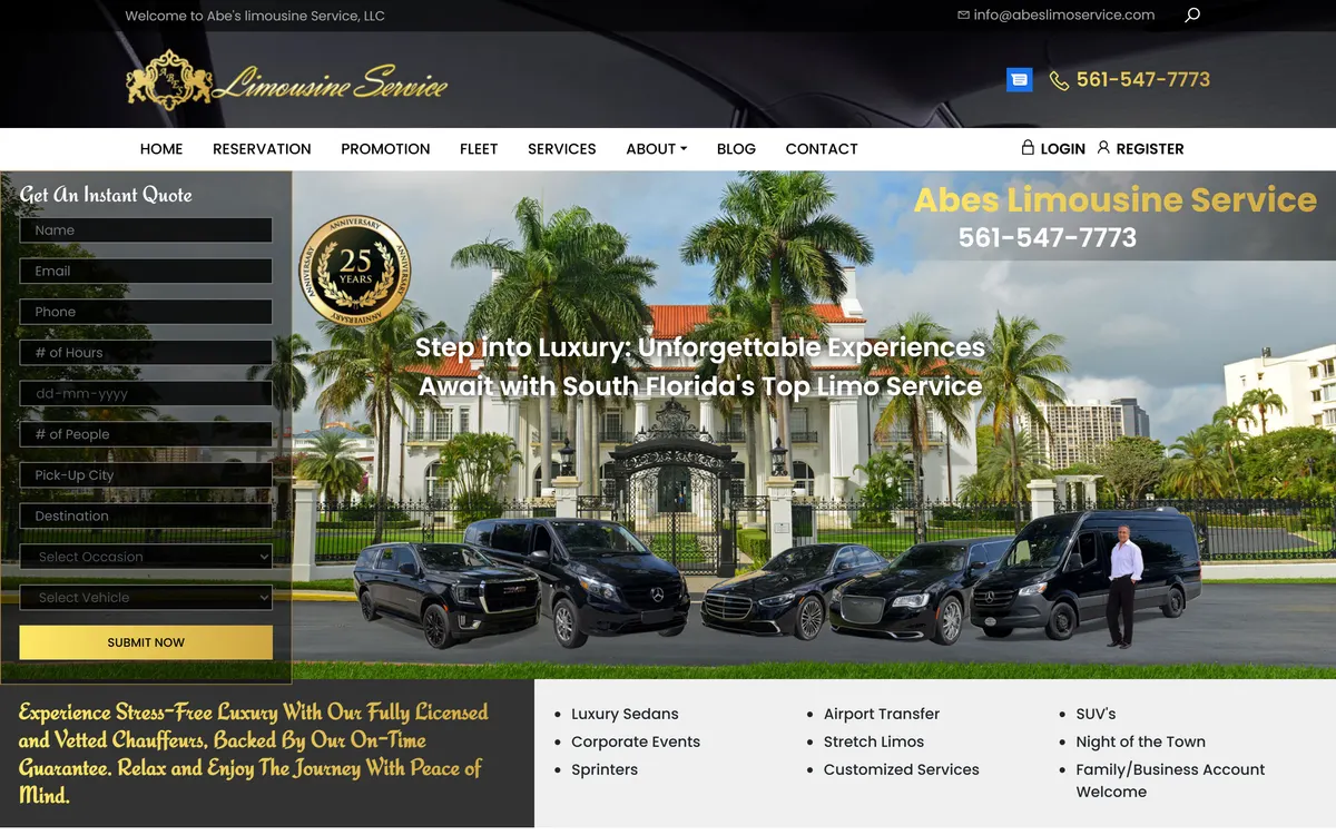 abeslimousineservice.com homepage