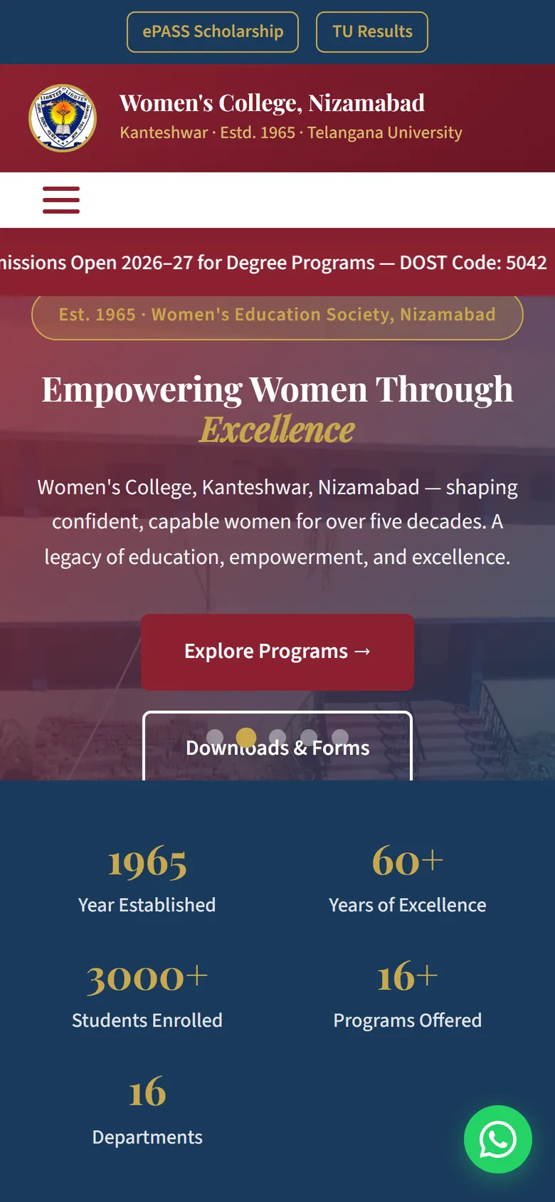 womenscollegenzb.in on mobile